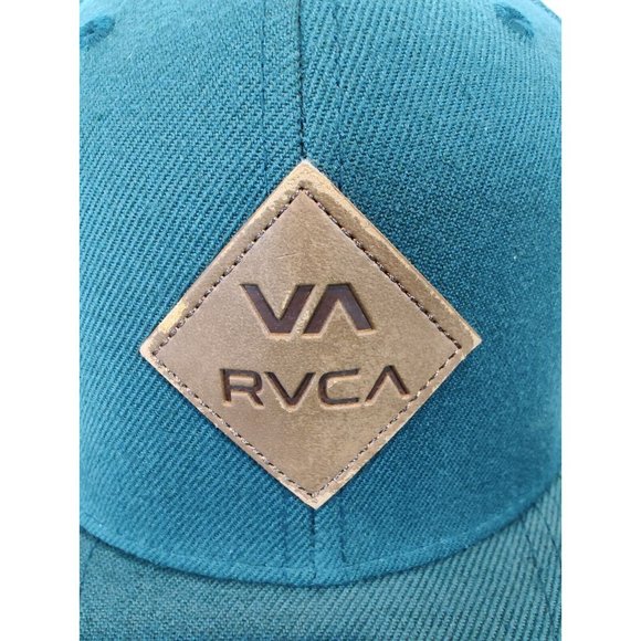 RVCA Snapback Wool Blend Leather Logo Patch Green - Picture 2 of 8